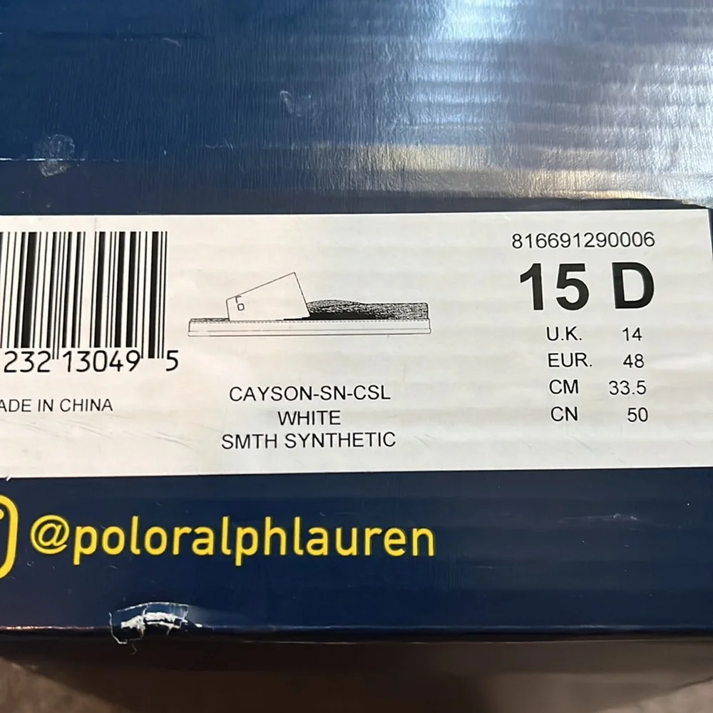 Polo Ralph Lauren Cayson Slides Sandals Shoes new white synthetic Men’s size 15